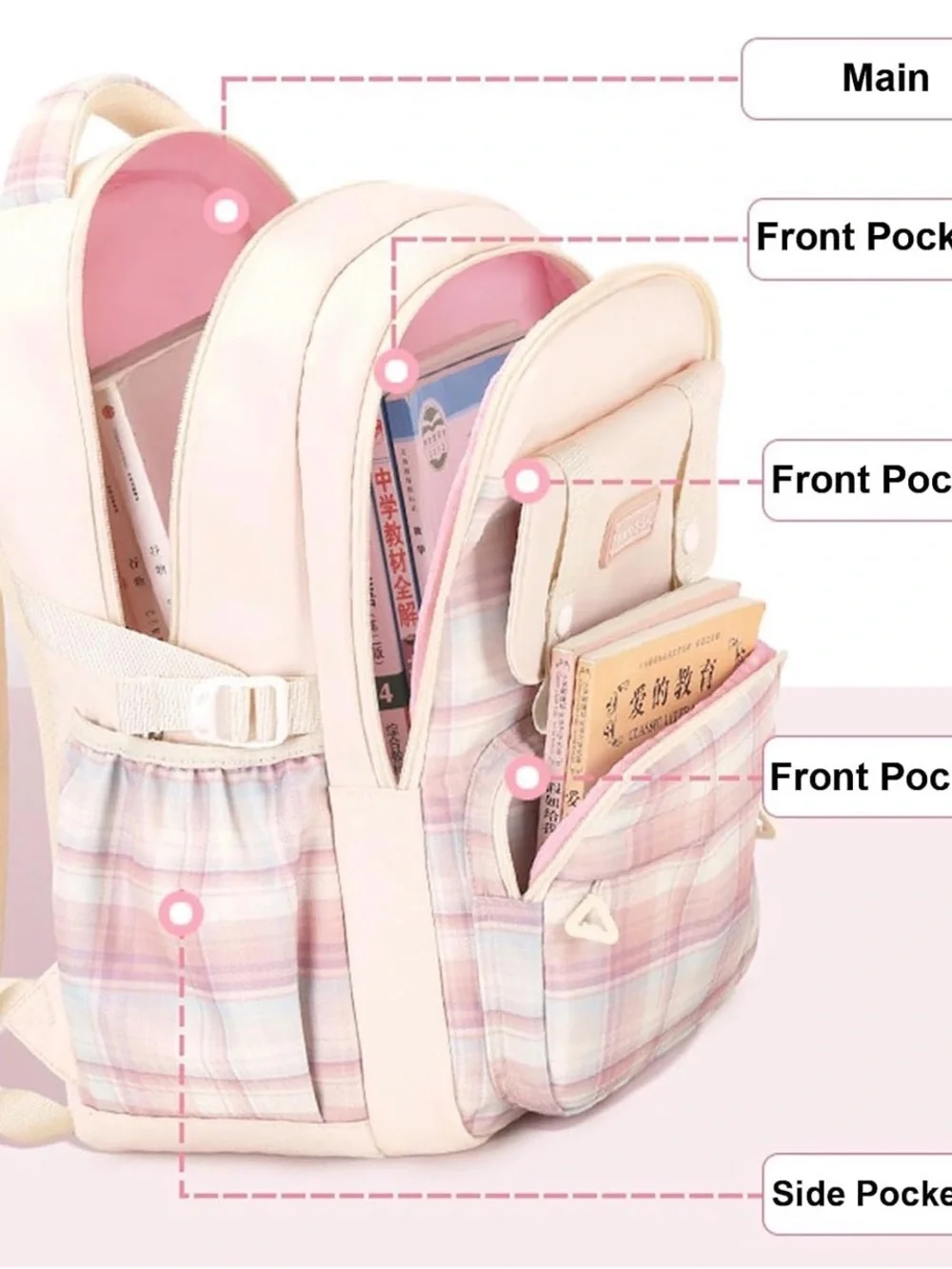 Black Plaid Women's Backpack - Stylish Everyday Bag